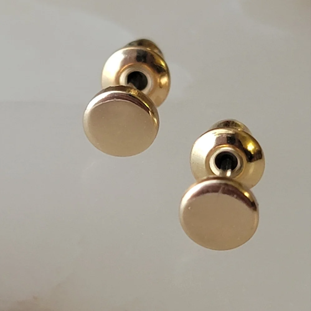 Gold Circle Stud Earrings Minimalist Button